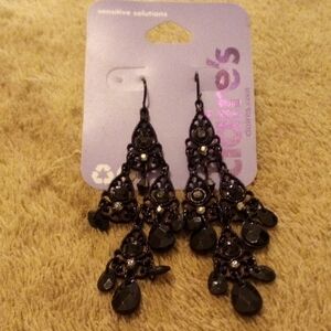 Claire's Chic Black Chandelier Earrings